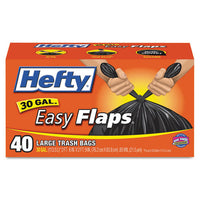 Easy Flaps Trash Bags, 30 Gal, 1.05 Mil, 30" X 33", Black, 40-box