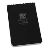 All-weather Wire-o Notepad, Universal: Narrow Rule And Quadrille Rule, Black Cover, 50 White 4 X 6 Sheets