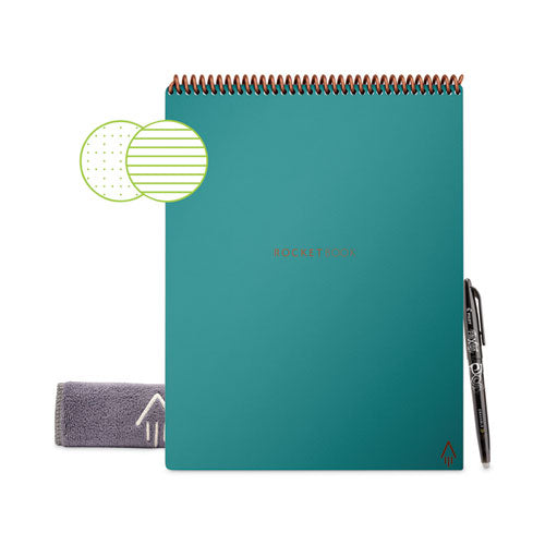 Flip Smart Notepad, Lined-dot Grid Rule, 16 White 8.5 X 11 Sheets, Teal Cover