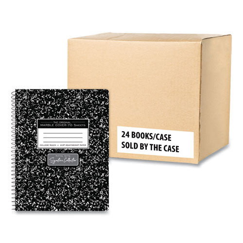 Spring Signature Composition Book, Med/college Rule, Black Marble Cover, (70) 9.75 X 7.5 Sheet, 24/ct, Ships In 4-6 Bus Days