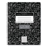 Spring Signature Composition Book, Quad 5 Sq/in Rule, Black Marble Cover, (70) 9.75 X 7.5 Sheet, 24/ct, Ships In 4-6 Bus Days