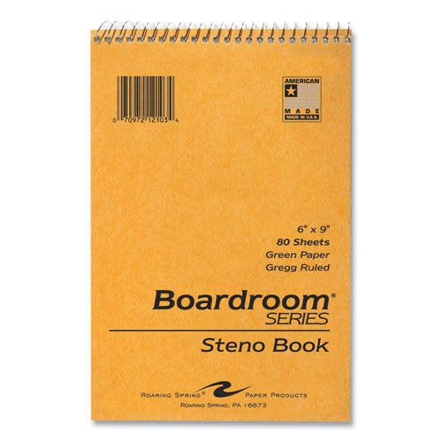 Boardroom Series Steno Pad, Gregg Ruled, Brown Cover, 80 Green 6 X 9 Sheets, 72 Pads/carton, Ships In 4-6 Business Days
