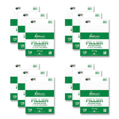 Filler Paper, 3-hole, 8.5 X 11, College Rule, 170 Sheets/pack, 12 Packs/carton, Ships In 4-6 Business Days