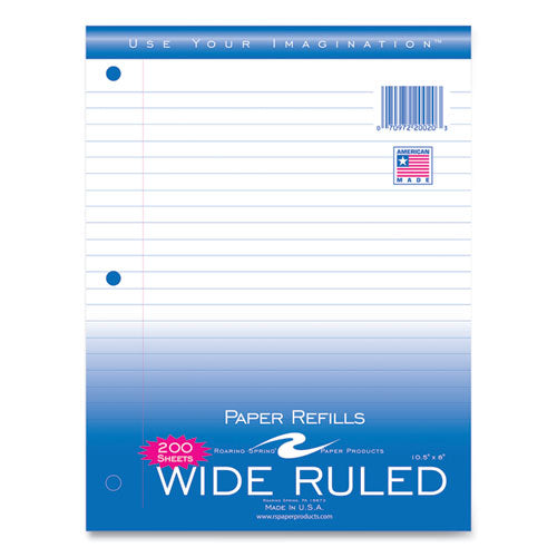 Notebook Filler Paper, 3-hole, 8 X 10.5, Wide-legal Rule, 200-pack
