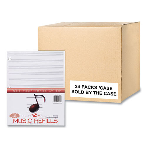 Music Filler Paper, 3-hole, 8.5 X 11, Music Transcription Format, 20 Sheets/pack, 24 Packs/carton, Ships In 4-6 Business Days