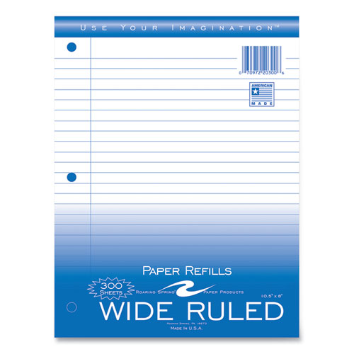 Notebook Filler Paper, 3-hole, 8 X 10.5, Wide-legal Rule, 300-pack