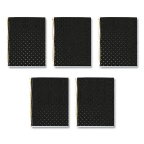 Mr M Fashion Notebook, 4-subject, Med/college Rule, Black Dots Cover, (120) 11 X 8.5 Sheets, 5/ct, Ships In 4-6 Business Days
