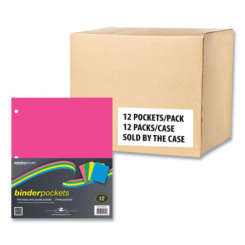 Binder Pocket, 9 W X 11 H, Assorted Colors, 144/carton, Ships In 4-6 Business Days