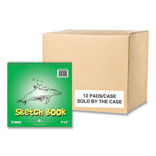 Kids Sketch Notepad, Green Cover, 40 White 9 X 9 Sheets, 12/carton, Ships In 4-6 Business Days