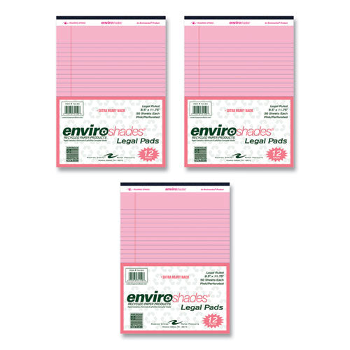 Enviroshades Legal Notepads, 50 Pink 8.5 X 11.75 Sheets, 72 Notepads/carton, Ships In 4-6 Business Days