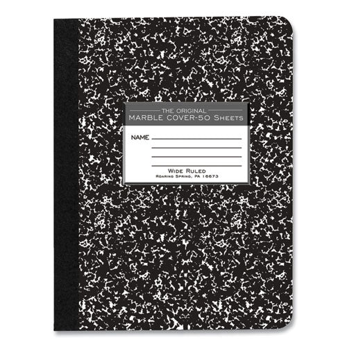 Hardcover Marble Composition Book, Wide/legal Rule, Black Marble Cover, (50) 9.75 X 7.5 Sheet, 48/ct, Ships In 4-6 Bus Days