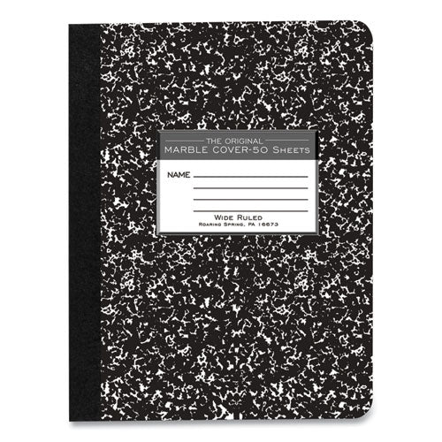 Marble Composition Book, Wide-legal Rule, Black Cover, 7.5 X 9.75, 50 Sheets