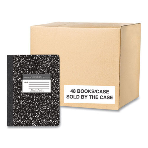 Hardcover Marble Composition Book, Med/college Rule, Black Marble Cover, (80) 9.75 X 7.5 Sheet, 48/ct, Ships In 4-6 Bus Days