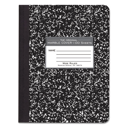 Marble Cover Composition Book, Wide-legal Rule, Black Cover, 9.75 X 7.5, 100 Sheets