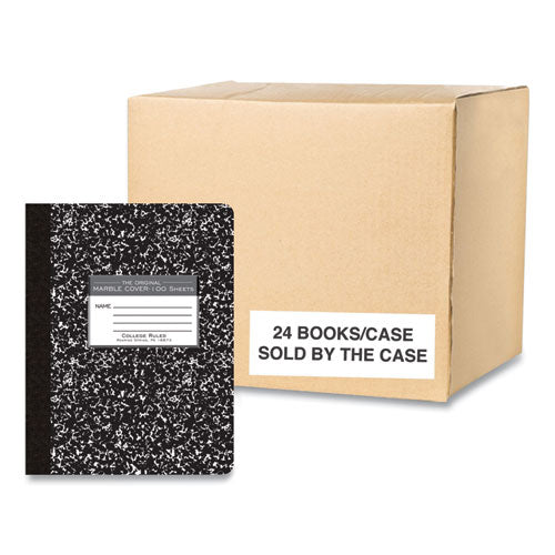 Hardcover Marble Composition Book, Med/college Rule, Black Marble Cover, (100) 9.75 X 7.5 Sheet, 24/ct, Ships In 4-6 Bus Days