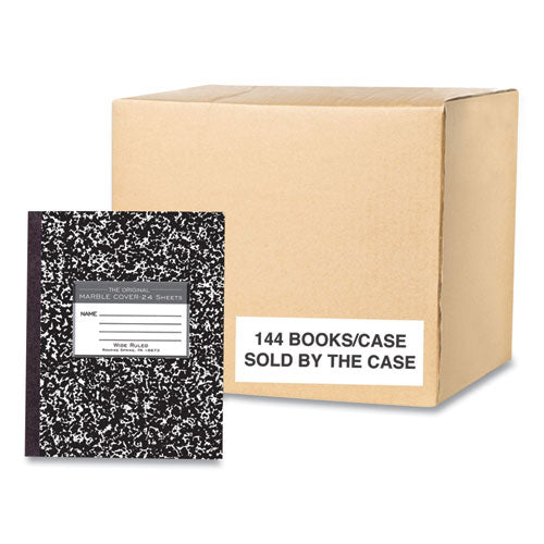 Flexible Cover Composition Notebook, Wide/legal Rule, Black Marble Cover, (100) 8.5 X 7 Sheet, 144/ct, Ships In 4-6 Bus Days