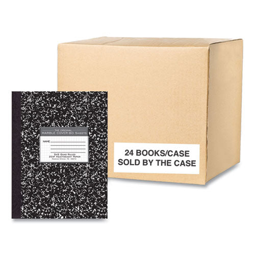 Hardcover Composition Book, Quadrille 5 Sq/in Rule, Black Marble Cover, (80) 10.25 X 7.88 Sheet, 24/ct, Ships In 4-6 Bus Days