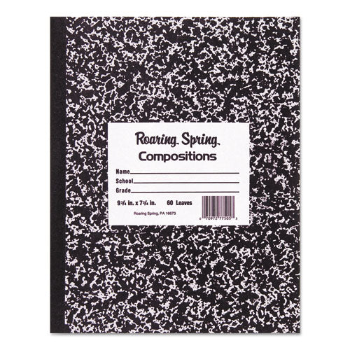 Marble Cover Composition Book, Wide-legal Rule, Black Cover, 10 X 8, 60 Sheets