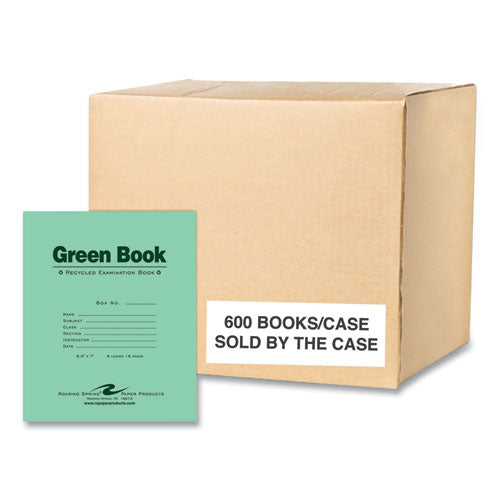 Recycled Exam Book, Wide/legal Rule, Green Cover, (8) 8.5 X 7 Sheets, 600/carton, Ships In 4-6 Business Days
