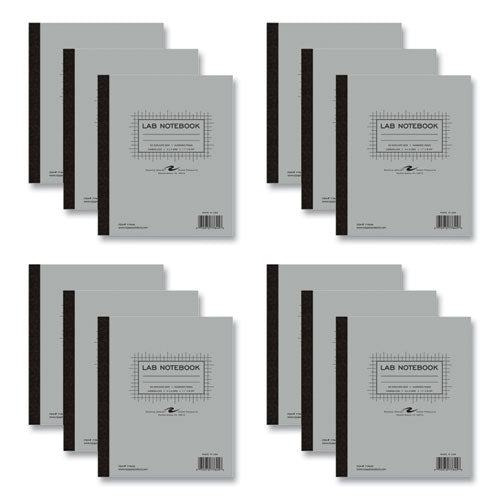 Lab And Science Carbonless Notebook, Quad Rule (4 Sq/in), Gray Cover, (100) 11x9.25 Sheets, 12/ct, Ships In 4-6 Business Days