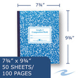 Grade School Ruled Composition Book, Manuscript, Blue, 9.75 X 7.75, 50 Sheets