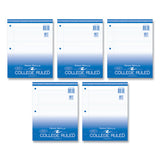Loose Leaf Paper, 8.5 X 11, 3-hole Punched, College Rule, White, 500 Sheets/pack, 5 Packs/carton, Ships In 4-6 Business Days