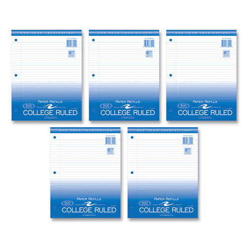 Loose Leaf Paper, 8.5 X 11, 3-hole Punched, College Rule, White, 500 Sheets/pack, 5 Packs/carton, Ships In 4-6 Business Days