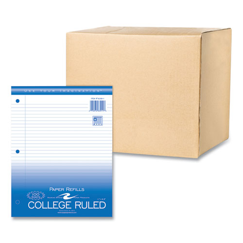 Loose Leaf Paper, 8.5 X 11, 3-hole Punched, College Rule, White, 100 Sheets/pack, 48 Packs/carton, Ships In 4-6 Business Days