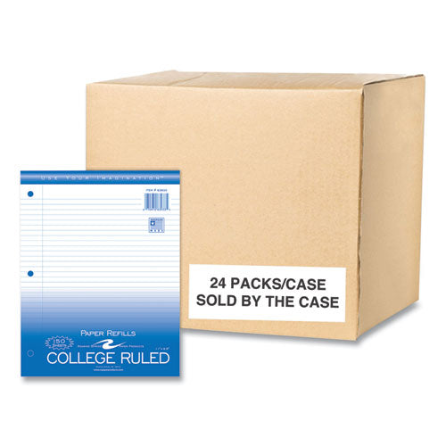 Loose Leaf Paper, 8.5 X 11, 3-hole Punched, College Rule, White, 150 Sheets/pack, 24 Packs/carton, Ships In 4-6 Business Days