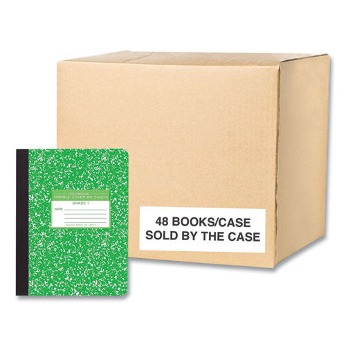 Ruled Composition Book, Grade 1 Manuscript Format, Green Marble Cover, (80) 9.75 X 7.5 Sheet, 48/ct, Ships In 4-6 Bus Days