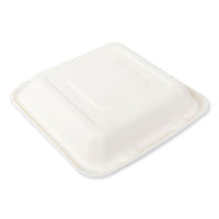 Bagasse Pfas-free Food Containers, 3-compartment, 9 X 9 X 3.19, White, Bamboo/sugarcane, 200/carton