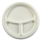 Bagasse Pfas-free Dinnerware, 3-compartment Plate, 10.24" Dia, White, 500/carton