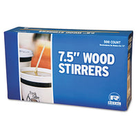 Wood Coffee Stirrers, 7 1-2" Long, Woodgrain, 500 Stirrers-box, 10 Boxes-carton