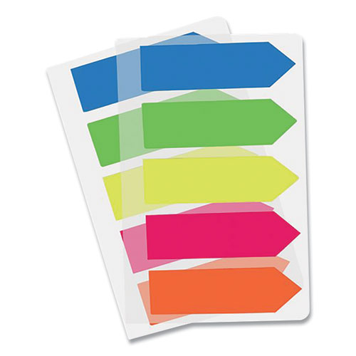 Removable Small Arrow Page Flags, Blue, Green, Orange Pink, Yellow, 125-pack
