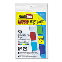 Removable Page Flags, Red-blue-green-yellow-purple, 10-color, 50-pack