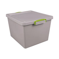 35.4 Qt. Latch Lid Storage Tote, 14.76" X 12.6" X 10.43", Dove Gray-green