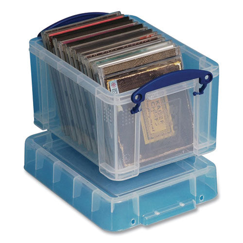 Snap-lid Storage Bin, 0.79 Gal, 7.06" X 9.62" X 6.25", Clear-blue