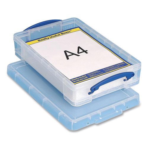 Snap-lid Storage Bin, 1.05 Gal, 10.25" X 14.5" X 3.37", Clear-blue