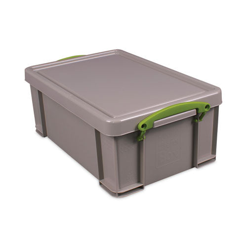 9.51 Qt. Latch Lid Storage Tote, 15.55" X 10.04" X 6.1", Dove Gray-green