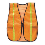 Polyester Mesh Safety Vest, 3-4 In., Lime Green Stripe, One Size Fits All