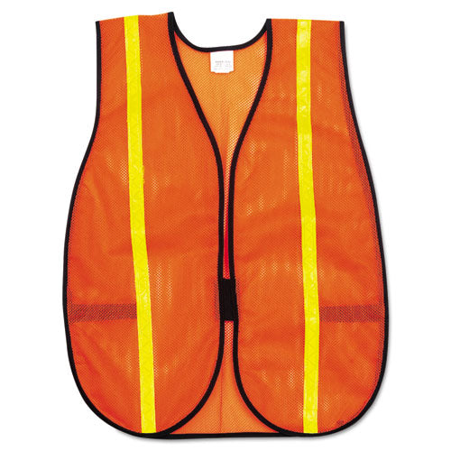Polyester Mesh Safety Vest, 3-4 In., Lime Green Stripe, One Size Fits All