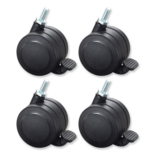 Hard Floor Casters For Alphabetter Desks, 2.5" Wheel, Black, 4/set