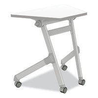 Learn Nesting Trapezoid Desk, 32.83" X 22.25" To 29.5", White/silver, Ships In 1-3 Business Days