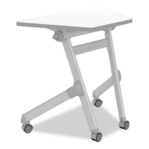 Learn Nesting Trapezoid Desk, 32.83" X 22.25" To 29.5", White/silver, Ships In 1-3 Business Days