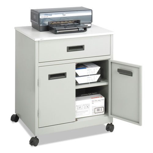 Steel Machine Stand W-pullout Drawer, 25w X 20d X 29.75h, Gray