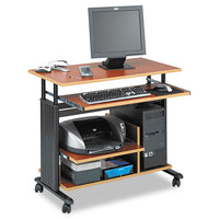 Adjustable Height Mini-tower Workstation, 35.5w X 22d X 34h, Cherry-black