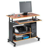 Adjustable Height Mini-tower Workstation, 35.5w X 22d X 34h, Cherry-black
