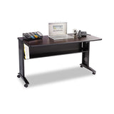 Mobile Computer Desk With Reversible Top, 53.5w X 28d X 30h, Mahogany-medium Oak-black