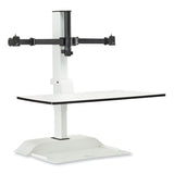 Soar Electric Desktop Sit/stand Dual Monitor Arm, For 27" Monitors, White, Supports 10 Lbs, Ships In 1-3 Business Days