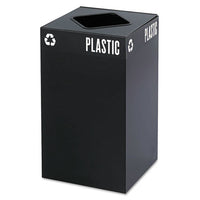 Public Square Plastic-recycling Container, Square, Steel, 25 Gal, Black